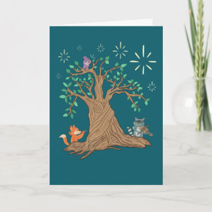 Forest Animals Playing Music Woodland Folk Art Card