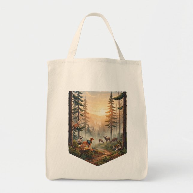 Forest Animals Sunset Adventure  Tote Bag (Front)