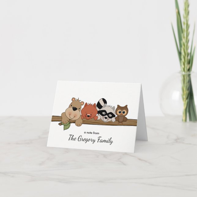 Forest Animals Thank You Note Card │ Folded (Front)