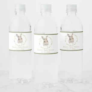 Forest Animals Watercolor Bunny Name Baby Shower Water Bottle Label