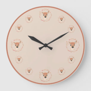 Forest Animals Watercolor Minimalistic Nursery Large Clock