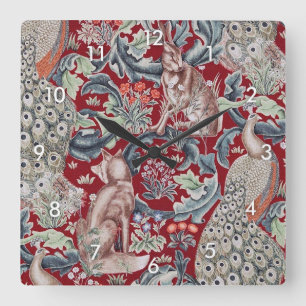 Forest Animals, William Morris Square Wall Clock