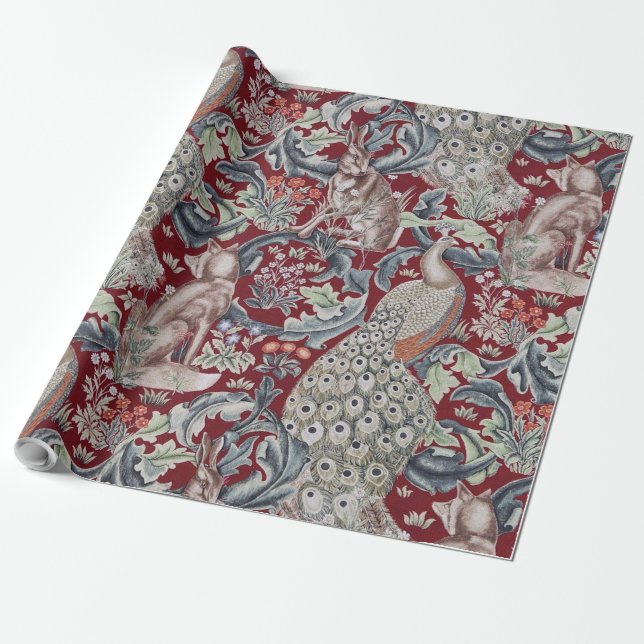 Forest Animals, William Morris Wrapping Paper (Unrolled)