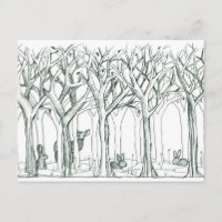 Forest Animals Winter Trees Snow Rabbits Deer