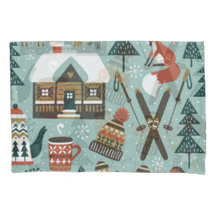 Forest Animals: Winter Vintage Seamless. Pillowcase