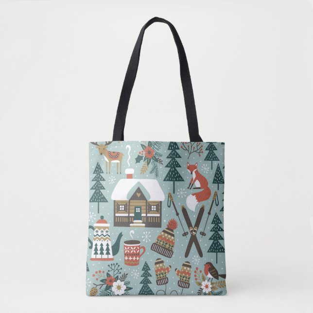 Forest Animals: Winter Vintage Seamless. Tote Bag (Front)