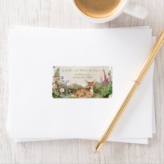 Forest Arch and Fawn Baby Shower Address Label (Insitu)