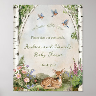 Forest Arch and Fawn Baby Shower Guest Book Sign