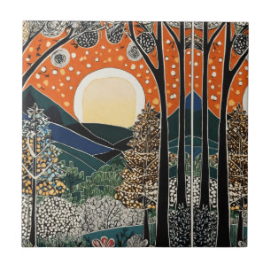 Forest Art Nouveau Tile” Ceramic Tile
