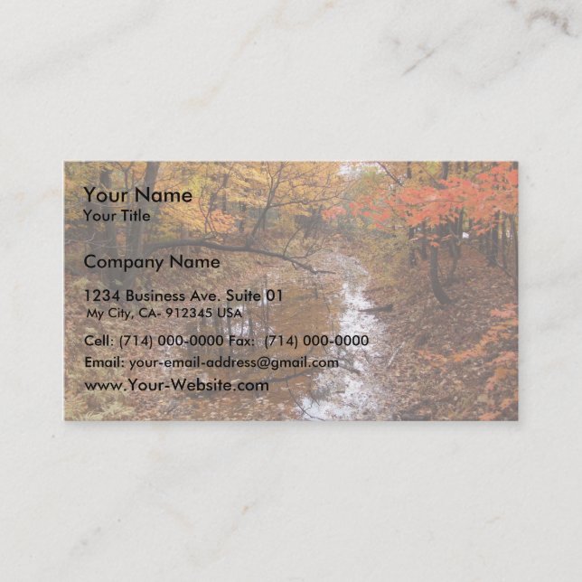 Forest At Automn With Water Business Card (Front)