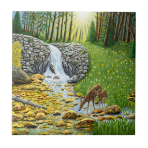 Forest At Dawn Ceramic Tile