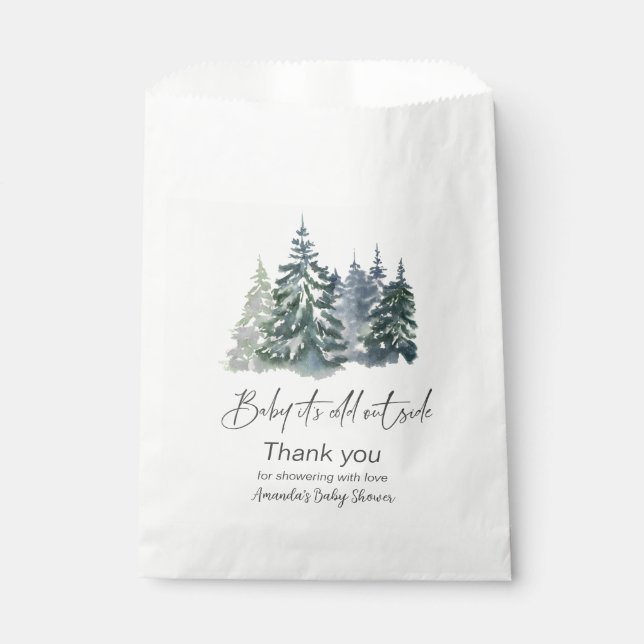 Forest Baby It’s Cold Outside Winter Baby Shower Favour Bag (Front)