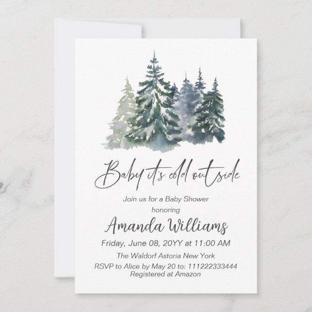 Forest Baby It’s Cold Outside Winter Baby Shower Invitation (Front)