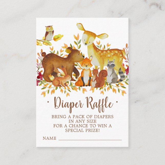 Forest Baby Shower Diaper Raffle Ticket Enclosure Card (Front)