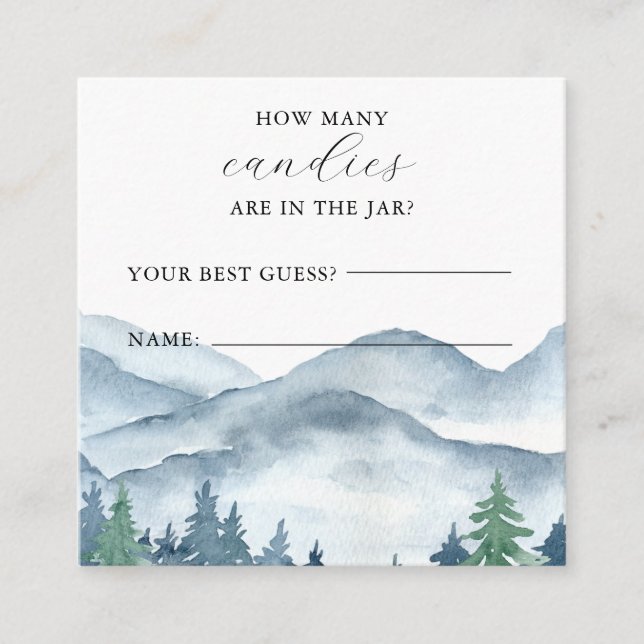 Forest Baby Shower How Many In The Jar Game Enclosure Card (Front)