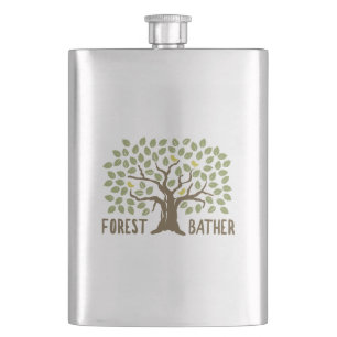 Forest Bather Birds Hip Flask
