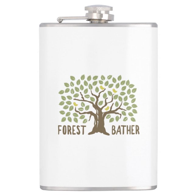 Forest Bather Birds Hip Flask (Front)