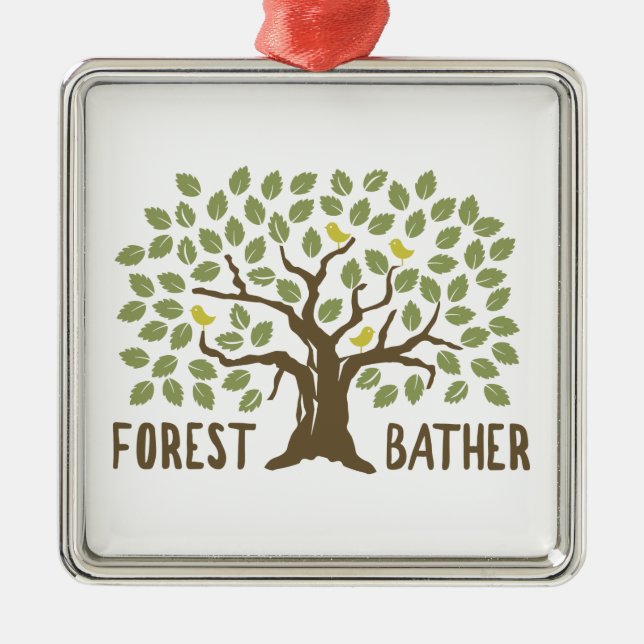 Forest Bather Birds Metal Ornament (Front)
