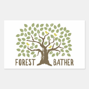 Forest Bather Birds Rectangular Sticker