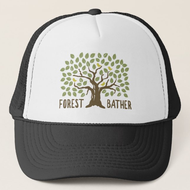  Forest Bather Birds Trucker Hat (Front)