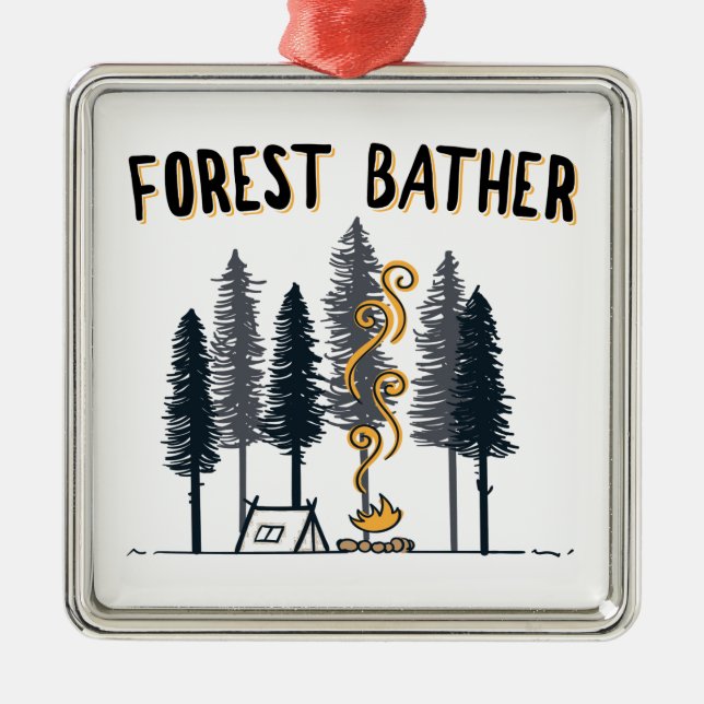 Forest Bather Camping Metal Ornament (Front)