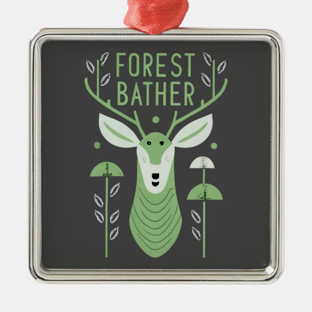 Forest Bather Deer Metal Ornament (Front)