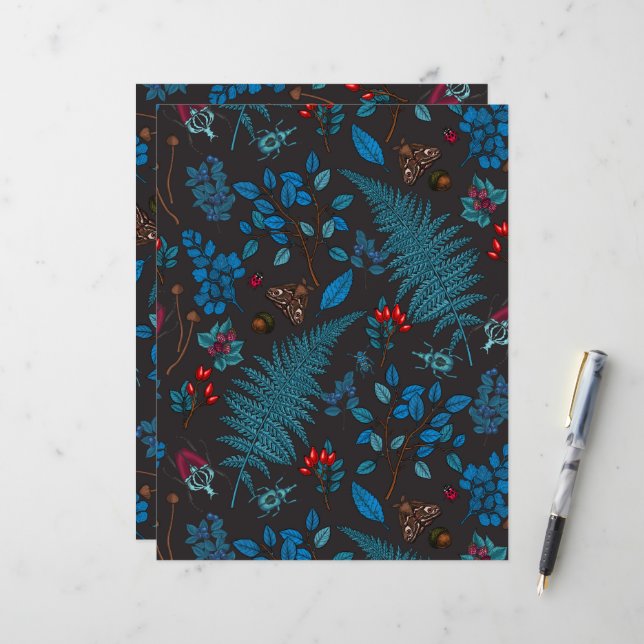 Forest berries, leaves and bugs 1 (Front/Back In Situ)