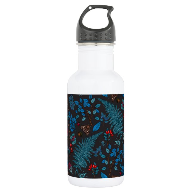 Forest berries, leaves and bugs 1 532 ml water bottle (Front)
