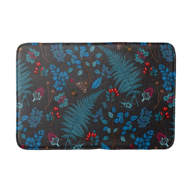 Forest berries, leaves and bugs 1 bath mat (Front)