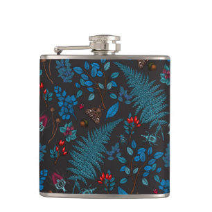 Forest berries, leaves and bugs 1 hip flask