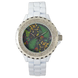 Forest berries, leaves and bugs on graphite black watch