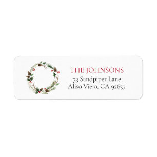 Forest Berry Pinecone Wreath Return Address Return Address Label