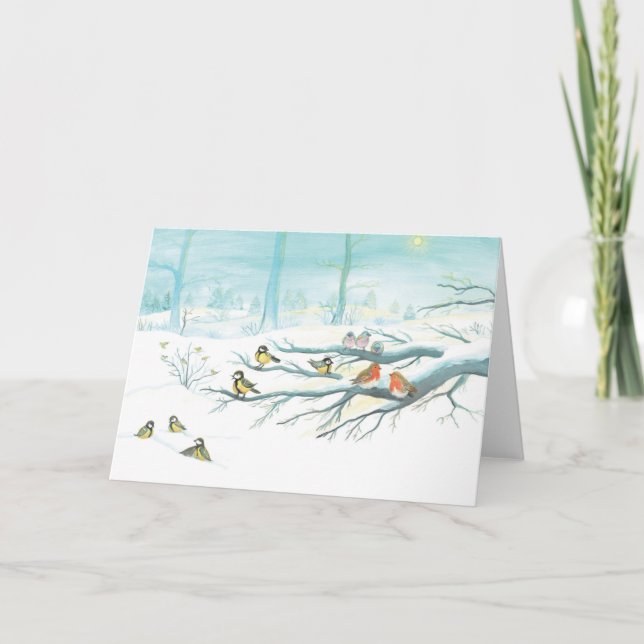 Forest birds in winter card (Front)