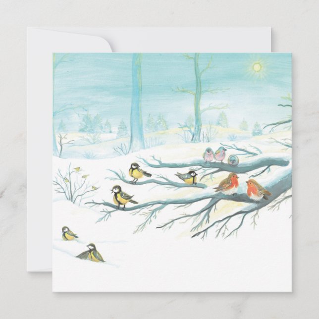 Forest birds in winter          holiday card (Front)