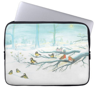 Forest birds in winter    laptop sleeve