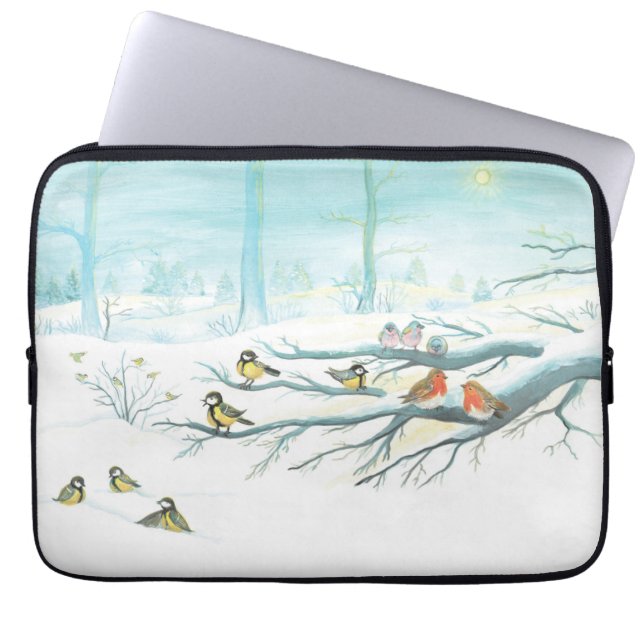 Forest birds in winter    laptop sleeve (Front)