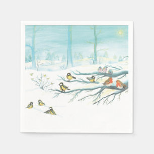Forest birds in winter                             napkin