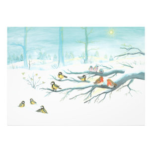 Forest birds in winter photo print