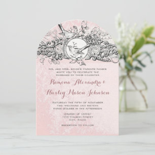 Forest Birds Musical Wood Rose Vintage Wedding Invitation