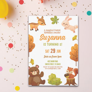 Forest Birthday Invitation Party Woodland Animals