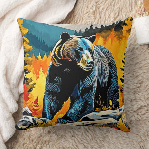 Forest Black Bear Majesty Design Cushion
