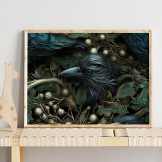 Forest Black Crow Bird | Black Crow Wall Print