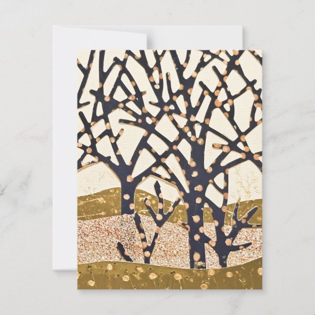 Forest, blue and gold holiday card (Front)