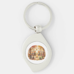 Forest Book Cosy Woodland cottagecore cushion Key Ring