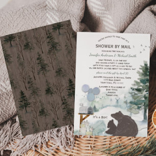 Forest Boy Country Bear Deer Mail Baby Shower Invitation