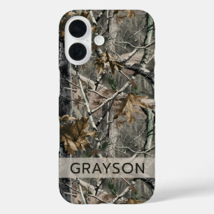 Forest Branches Camouflage Personalised iPhone 16 Case