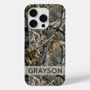 Forest Branches Camouflage Personalized iPhone 15 Pro Case