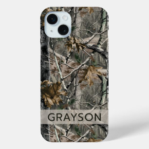Forest Branches Camouflage Personalized iPhone 15 Mini Case