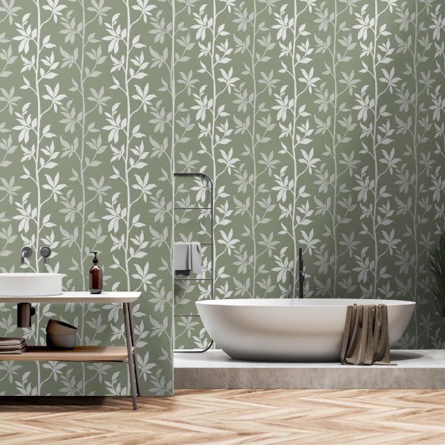 Forest Breeze Silhouette L 2b minimal botanic Wallpaper (Bathroom)