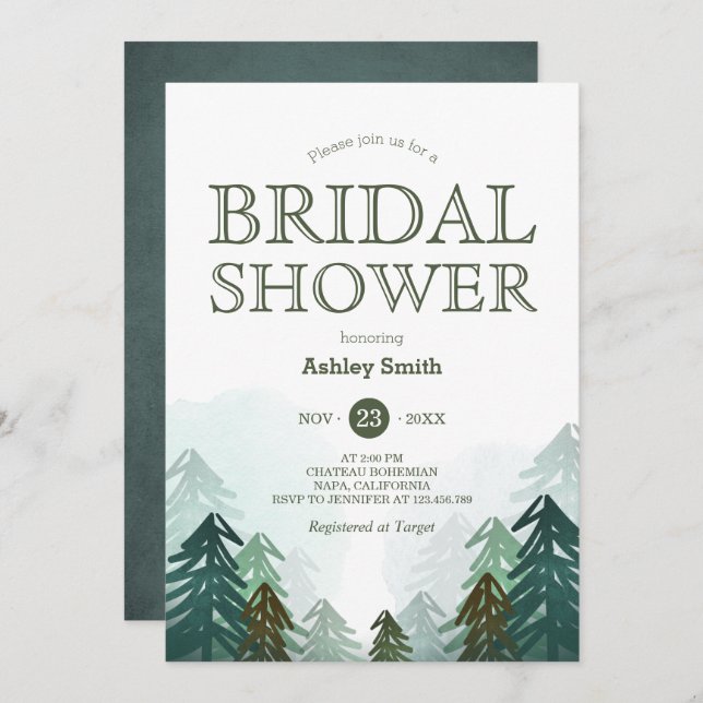 Forest Bridal Shower invitation Adventure Winter (Front/Back)